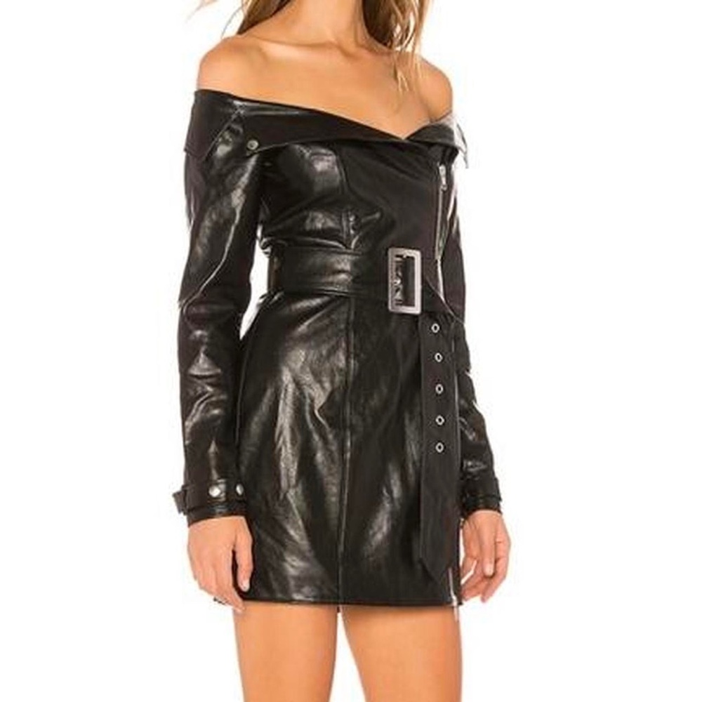 Michael Costello Black Off-Shoulder Dress